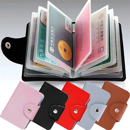 PU Leather Card Holder Wallet 24-Slot Business & ID Organizer