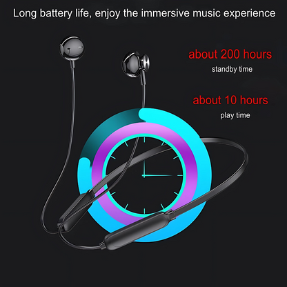 Neck-Mounted Bluetooth Headset Waterproof Sports Wireless Earphones with Mic