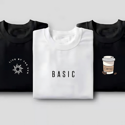 Minimalist T-Shirt for Men & Women Black & White Round Neck Shirt