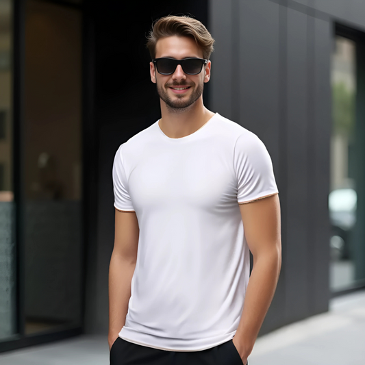 Men’s Casual Round Neck Dri-Fit Shirt Breathable Sports & Everyday Wear