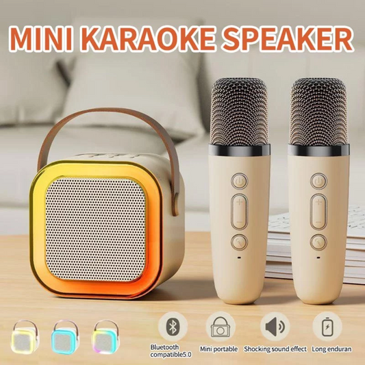 Mini Karaoke Wireless Bluetooth Speaker with Mic – Pink 4-in-1 Portable Speaker