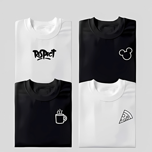 Minimalist T-Shirt for Men & Women Black & White Round Neck