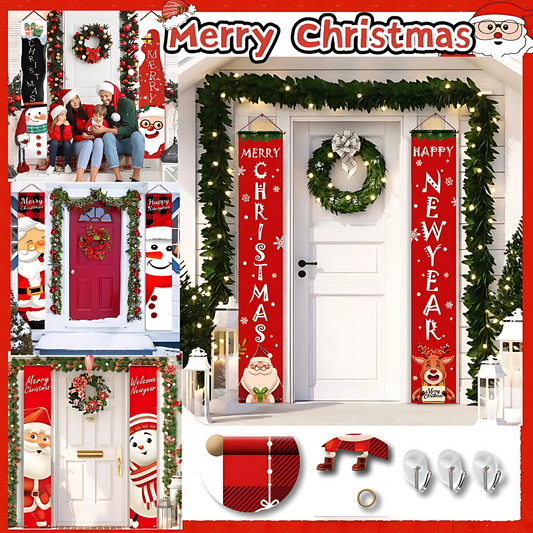 2025 Merry Christmas Porch Sign – Outdoor Decorative Door Banner