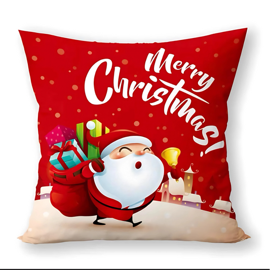 Merry Christmas Sofa Pillow Case 45x45cm Cotton Throw Pillow Cover for Holiday