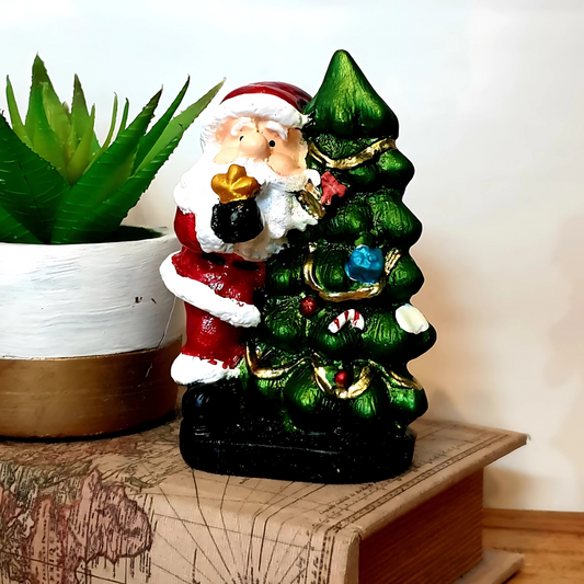 Christmas Decor Santa Claus Hugging Christmas Tree Figurine