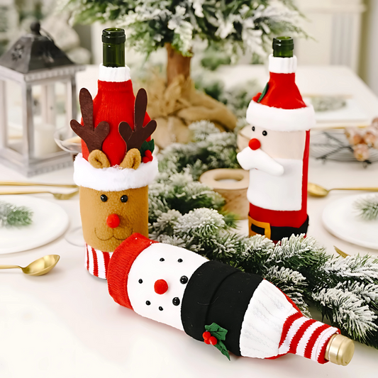 3D Christmas Wine Bottle Cover Festive Xmas Party Decoration