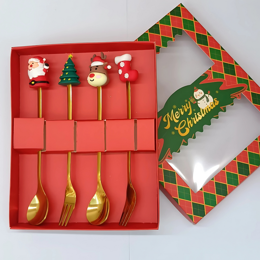 Stainless Steel Christmas Spoon & Fork Gift Set