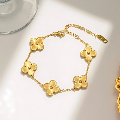 18K Gold Kelly Clover Jewelry Set – Necklace, Bracelet & Earrings for Women