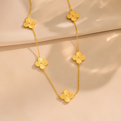 18K Gold Kelly Clover Jewelry Set – Necklace, Bracelet & Earrings for Women