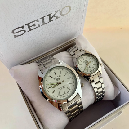 Seiko 5 Couple Watch Set Stainless Steel His & Hers Watches