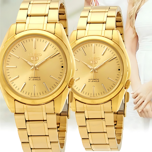 Seiko 5 Couple Watch Set Stainless Steel His & Hers Watches