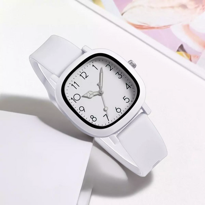 Stylish Square Women’s Watch with Silicone Strap & Sporty Dial