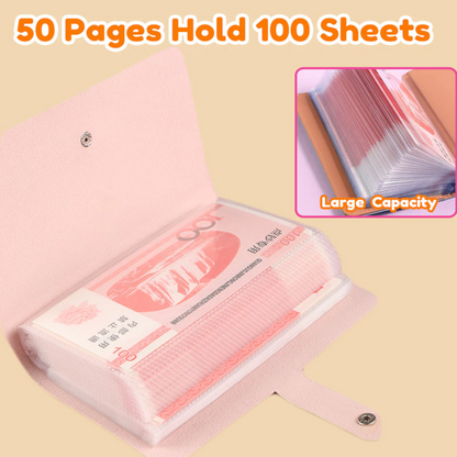 100-Pocket Money Savings Organizer – Book Style Cash Storage Wallet