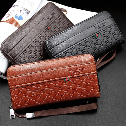 Men’s Long PU Leather Wallet – Slim Card Holder & Organizer