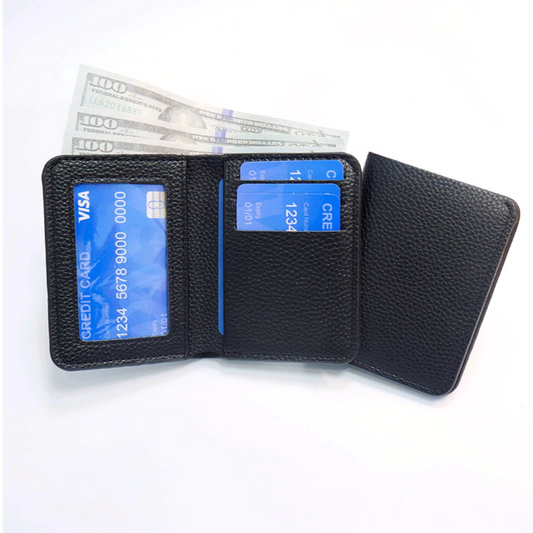 Men’s PU Leather Wallet Lychee Pattern Multi-Card Holder & Money Clip