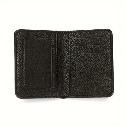 Men’s PU Leather Wallet Lychee Pattern Multi-Card Holder & Money Clip