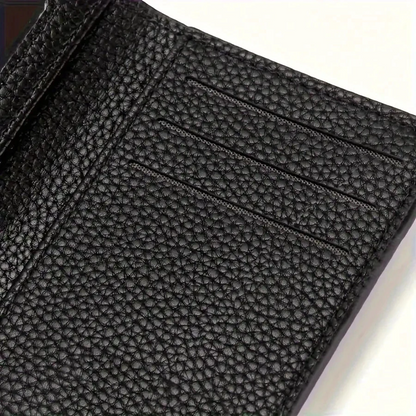 Men’s PU Leather Wallet Lychee Pattern Multi-Card Holder & Money Clip