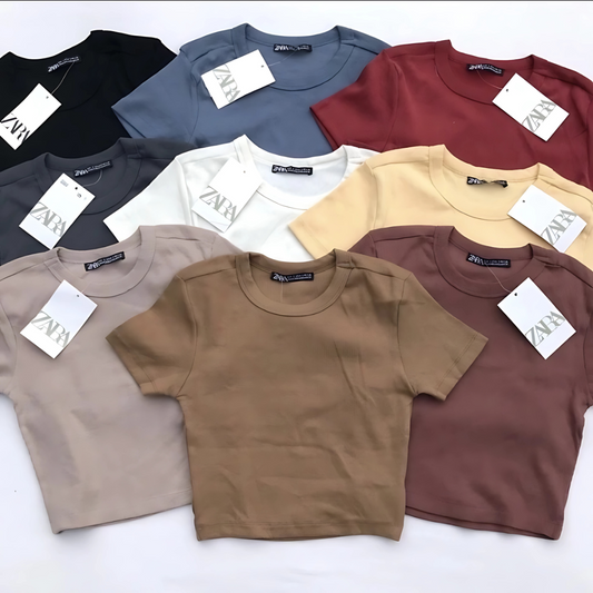 Plain ZARA Basic Crop Top for Women