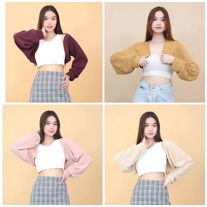 Cardigan Blazer Rib-Knit Long Sleeve Top for Women