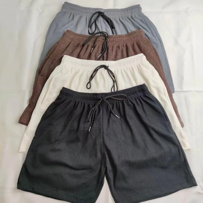 Waffle Shorts for Men with Two Pockets Casual Plain Shorts