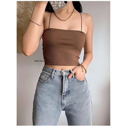 Strappy String Knitted Crop Top for Women