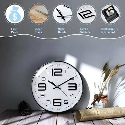 12-Inch Silent 3D Digital Wall Clock Minimalist Home Living Room Decor