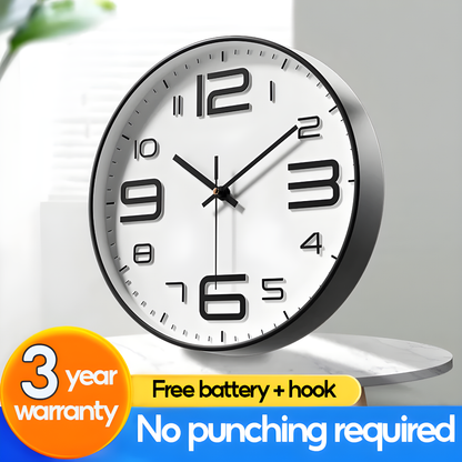 12-Inch Silent 3D Digital Wall Clock Minimalist Home Living Room Decor