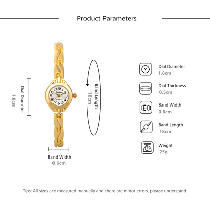 Luxury Gold Women’s Watch Analog Wristwatch with Small Dial