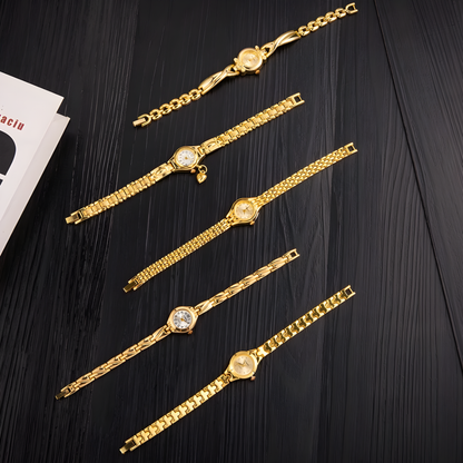 Luxury Gold Women’s Watch Analog Wristwatch with Small Dial