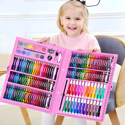 168-Piece Kids Mega Art Coloring Set Complete Drawing & Painting Kit