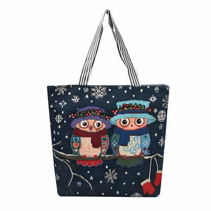 Charming Printed Canvas Tote Bag with Zipper Closure