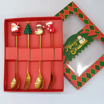 Stainless Steel Christmas Spoon & Fork Gift Set