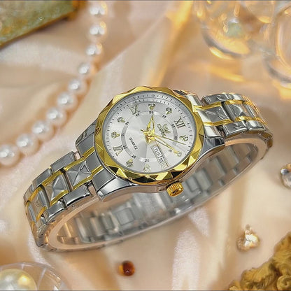 Elegant Waterproof Stainless Steel Silver Women’s Quartz Watch